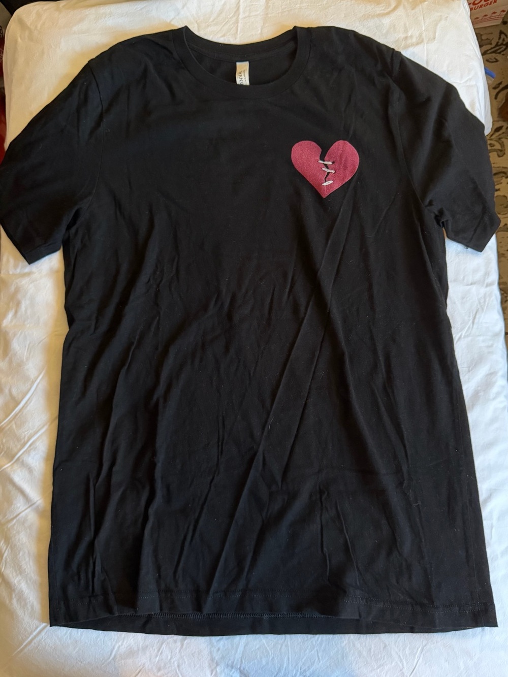 Bella Canvas Carly Pearce Tour Black Short-Sleeve Tee with Pink Heart Patch